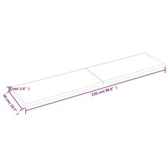 vidaXL Seinähylly tummanruskea 220x50x(2-4) cm käsitelty täystammi hinta ja tiedot | Hyllyt | hobbyhall.fi