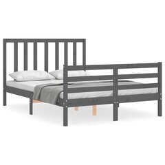 vidaXL Sängynrunko päädyllä harmaa 140x190 cm täysi puu hinta ja tiedot | Sängyt | hobbyhall.fi