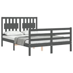 vidaXL Sängynrunko päädyllä harmaa 140x190 cm täysi puu hinta ja tiedot | Sängyt | hobbyhall.fi