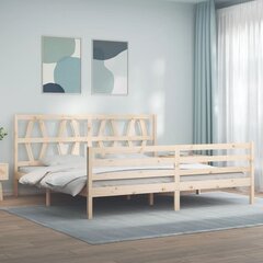 vidaXL Sängynrunko päädyllä 200x200 cm täysi puu hinta ja tiedot | Sängyt | hobbyhall.fi