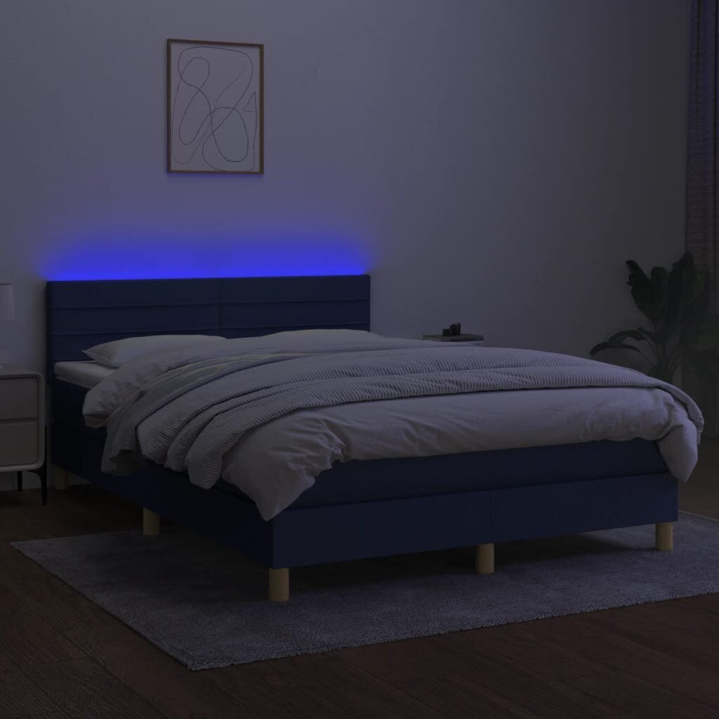 Sänky vidaXL, 140x200 cm, sininen hinta ja tiedot | Sängyt | hobbyhall.fi