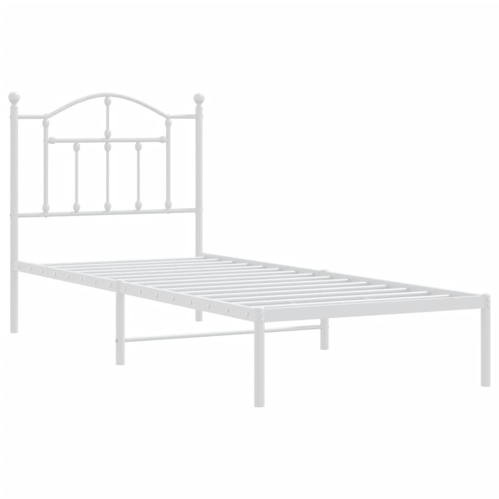 vidaXL Metallinen sängynrunko päädyllä valkoinen 90x190 cm hinta ja tiedot | Sängyt | hobbyhall.fi