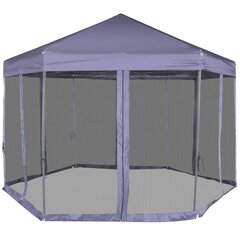 Kuusikulmainen kokoontaitettava huvimaja, 6 seinää, sininen, 3,6x3,1 m hinta ja tiedot | Puutarhapaviljongit | hobbyhall.fi