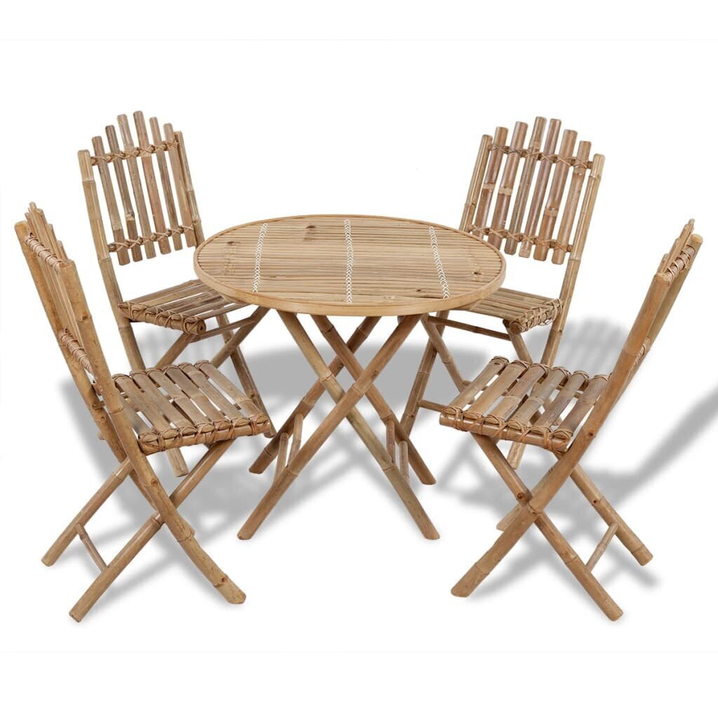 Taitettava ulkokalusteet, bambu, pöytä ja 4 tuolia hinta ja tiedot | Puutarhakalusteet | hobbyhall.fi