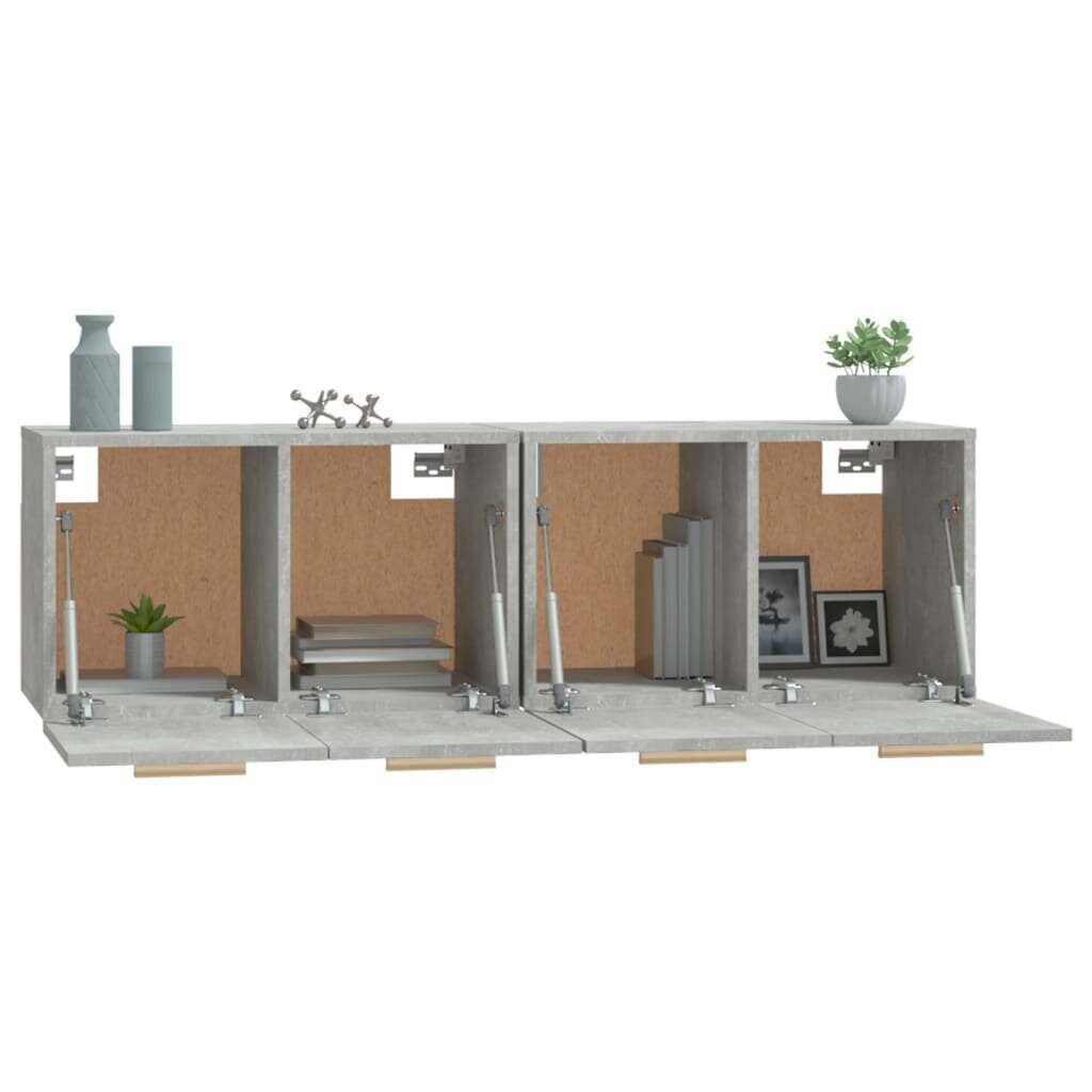 vidaXL Seinäkaapit 2 kpl betoninharmaa 60x36,5x35 cm tekninen puu hinta ja tiedot | Olohuoneen kaapit ja lipastot | hobbyhall.fi