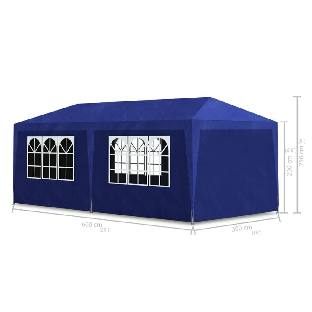 Tapahtumateltta, 3 x 6 m, 6 seinää, sininen hinta ja tiedot | Puutarhapaviljongit | hobbyhall.fi