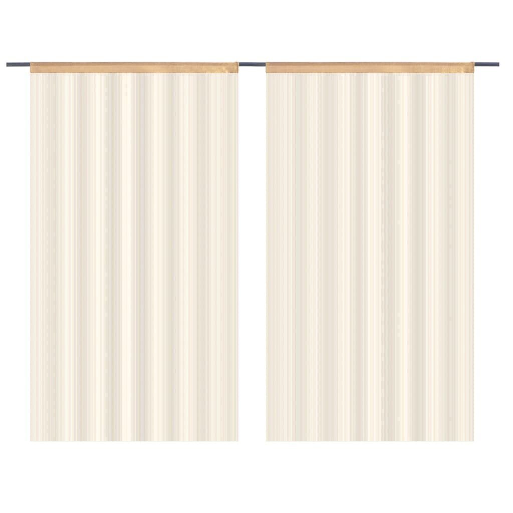 Johtoverhot, 2 kpl, 140x250cm, beige hinta ja tiedot | Verhot | hobbyhall.fi