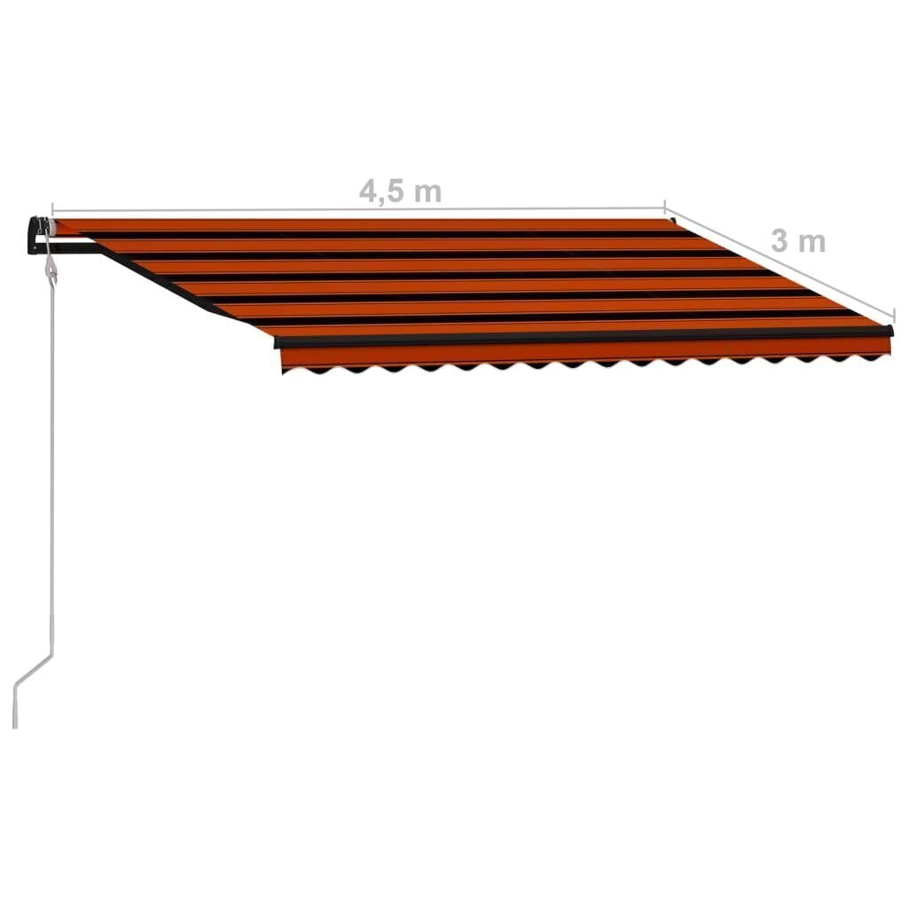 vidaXL Automaattisesti kelautuva markiisi 450x300 cm oranssi/ruskea hinta ja tiedot | Aurinkovarjot ja markiisit | hobbyhall.fi