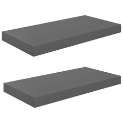 vidaXL Kelluvat seinähyllyt 2 kpl korkeakiilto harmaa 50x23x3,8 cm MDF hinta ja tiedot | Hyllyt | hobbyhall.fi