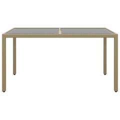 vidaXL Puutarhapöytä 150x90x75cm karkaistu lasi ja polyrottinki beige hinta ja tiedot | Puutarhapöydät | hobbyhall.fi