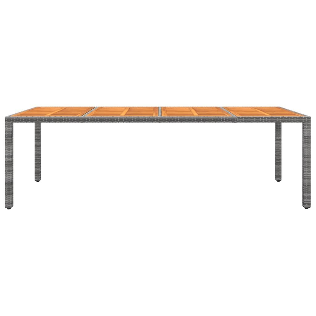 vidaXL Puutarhapöytä harmaa 250x100x75 cm polyrottinki ja akasiapuu hinta ja tiedot | Puutarhapöydät | hobbyhall.fi