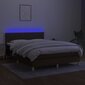 vidaXL Sänky jousilla/patjalla/LED, ruskea, 140x190 cm, kangas hinta ja tiedot | Sängyt | hobbyhall.fi