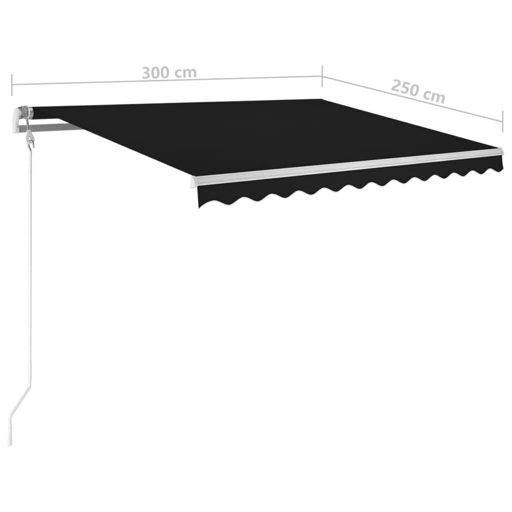 vidaXL Automaattisesti sisäänkelattava markiisi 300x250 cm antrasiitti hinta ja tiedot | Aurinkovarjot ja markiisit | hobbyhall.fi