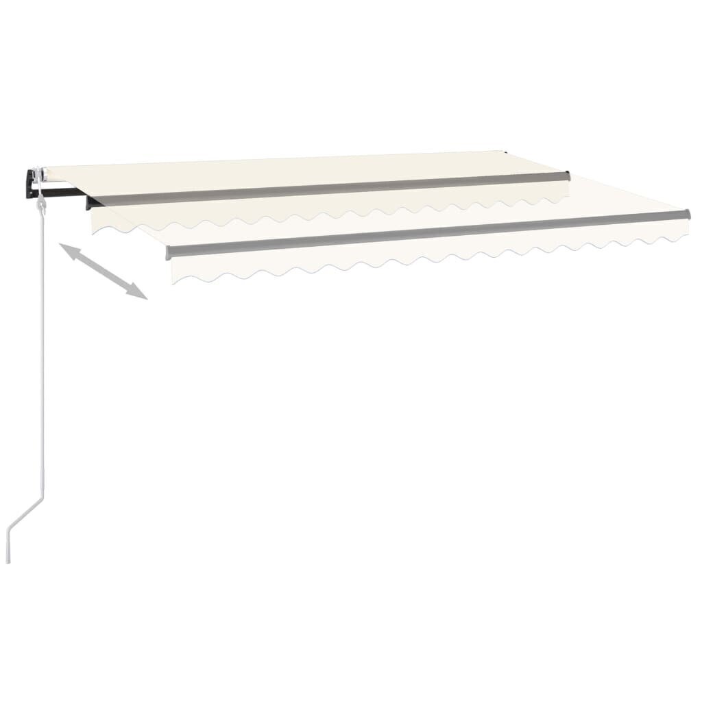 vidaXL Sisäänkelattava markiisi LED/tuulisensori 450x350 cm kerma hinta ja tiedot | Aurinkovarjot ja markiisit | hobbyhall.fi