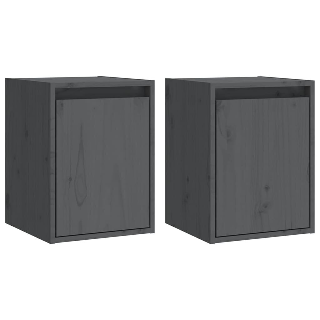 vidaXL Seinäkaapit 2 kpl harmaa 30x30x40 cm täysi mänty hinta ja tiedot | Hyllyt | hobbyhall.fi