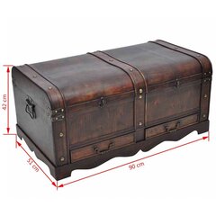 Vintage sohvapöytä, puinen arkku, 90 x 51 x 42 cm, ruskea hinta ja tiedot | Säilytyslaatikot ja -korit | hobbyhall.fi