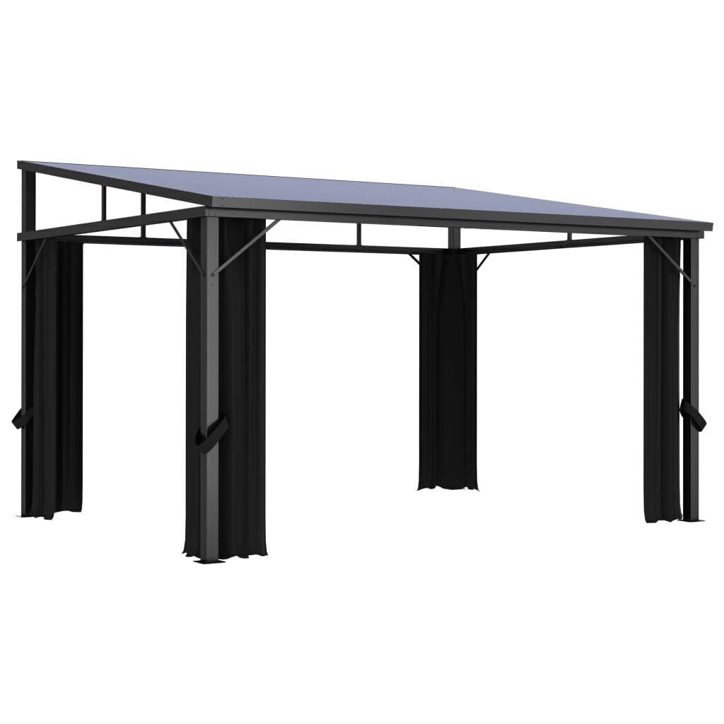 vidaXL Huvimaja verhoilla 405x294x244 cm antrasiitti hinta ja tiedot | Puutarhapaviljongit | hobbyhall.fi