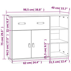 vidaXL Senkki valkoinen 98,5x40x75 cm täysmänty hinta ja tiedot | Olohuoneen kaapit ja lipastot | hobbyhall.fi