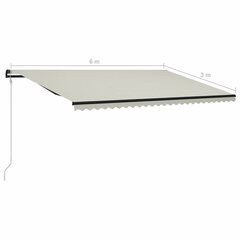 vidaXL Automaattisesti sisäänkelattava markiisi 600x300 cm kerma hinta ja tiedot | Aurinkovarjot ja markiisit | hobbyhall.fi