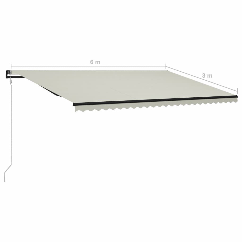 vidaXL Automaattisesti sisäänkelattava markiisi 600x300 cm kerma hinta ja tiedot | Aurinkovarjot ja markiisit | hobbyhall.fi