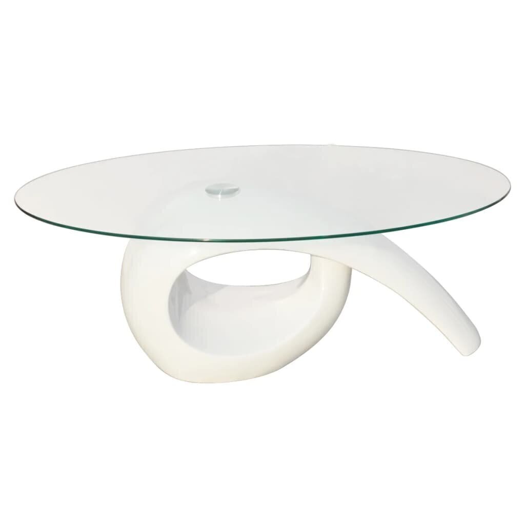 Sohvapöytä lasitasolla, erittäin kiiltävä valkoinen hinta ja tiedot | Sohvapöydät | hobbyhall.fi