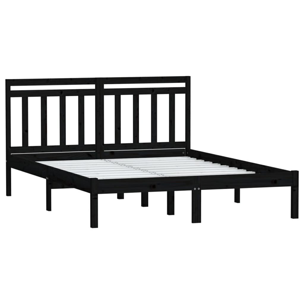 vidaXL Sängynrunko musta täysi puu 150x200 cm 5FT King Size hinta ja tiedot | Sängyt | hobbyhall.fi