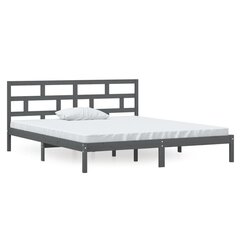 vidaXL Sängynrunko harmaa täysi puu 135x190 cm 4FT6 Double hinta ja tiedot | Sängyt | hobbyhall.fi