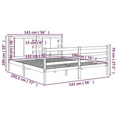 vidaXL Sängynrunko valkoinen täysi mänty 135x190 cm 4FT6 Double hinta ja tiedot | Sängyt | hobbyhall.fi