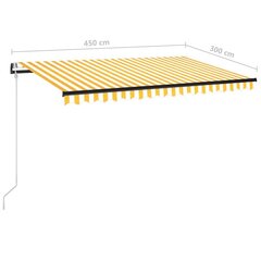 vidaXL Sisäänkelattava markiisi LED/tuulisensori 450x300 cm keltavalk. hinta ja tiedot | Aurinkovarjot ja markiisit | hobbyhall.fi