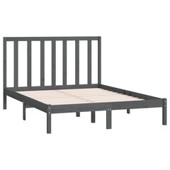 vidaXL Sängynrunko harmaa täysi mänty 135x190 cm 4FT6 Double hinta ja tiedot | Sängyt | hobbyhall.fi