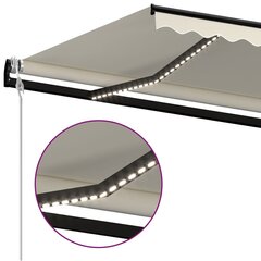 vidaXL Sisäänkelattava markiisi LED ja tuulisensori 350x250cm kerma hinta ja tiedot | Aurinkovarjot ja markiisit | hobbyhall.fi