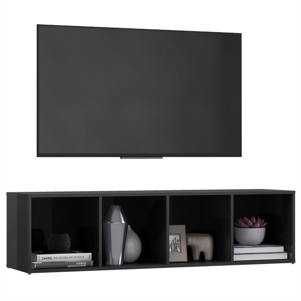 vidaXL TV-taso korkeakiilto harmaa 142,5x35x36,5 cm lastulevy hinta ja tiedot | TV-tasot | hobbyhall.fi