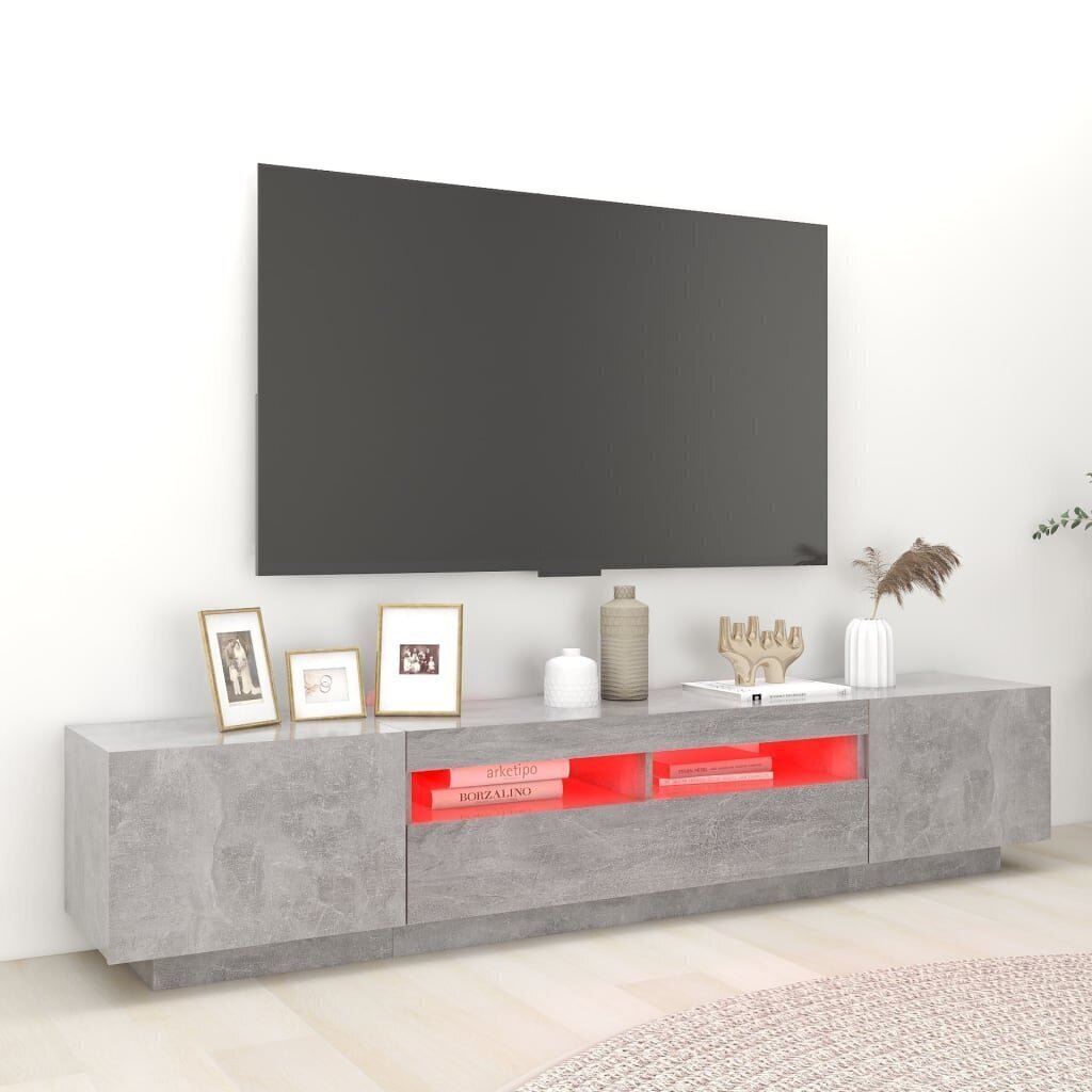 vidaXL TV-taso LED-valoilla betoninharmaa 200x35x40 cm hinta ja tiedot | TV-tasot | hobbyhall.fi