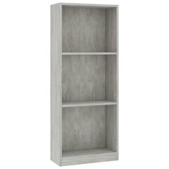 vidaXL 3-tasoinen kirjahylly betoninharmaa 40x24x108 cm lastulevy hinta ja tiedot | Hyllyt | hobbyhall.fi