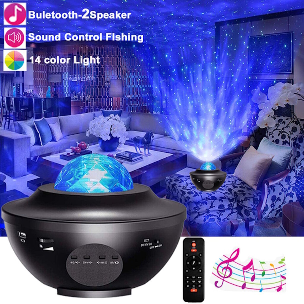 Elight S1 Star Galaxy Sky -projektori Bluetooth-kaiuttimella USB / Micro SD Play Remote Black hinta ja tiedot | Pöytävalaisimet | hobbyhall.fi