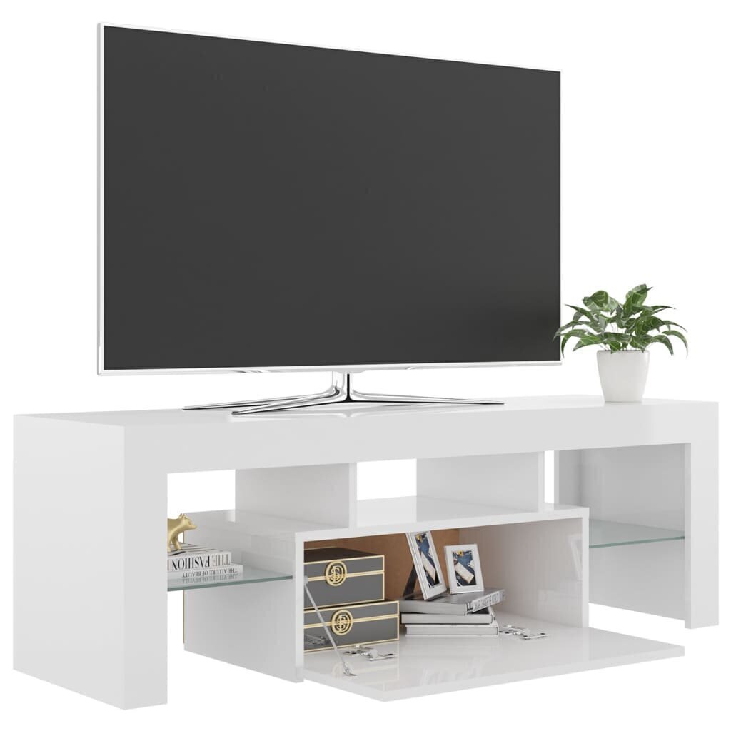 vidaXL TV-taso LED-valoilla korkeakiilto valkoinen 120x35x40 cm hinta ja tiedot | TV-tasot | hobbyhall.fi