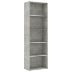 vidaXL 5-tasoinen kirjahylly betoninharmaa 60x30x189 cm lastulevy hinta ja tiedot | Hyllyt | hobbyhall.fi