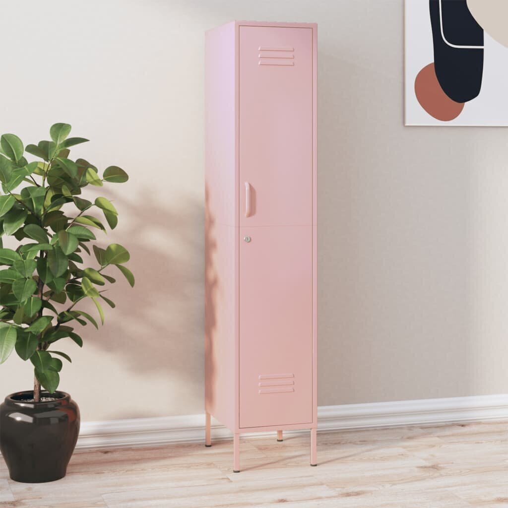 vidaXL Pukukaappi pinkki 35x46x180 cm teräs hinta ja tiedot | Olohuoneen kaapit ja lipastot | hobbyhall.fi