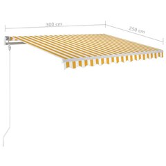 vidaXL Sisäänkelattava markiisi 300x250 cm keltainen ja valkoinen hinta ja tiedot | Aurinkovarjot ja markiisit | hobbyhall.fi