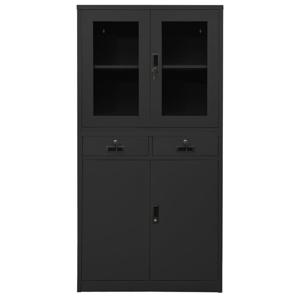 vidaXL Toimistokaappi antrasiitti 90x40x180 cm teräs/karkaistu lasi hinta ja tiedot | Olohuoneen kaapit ja lipastot | hobbyhall.fi