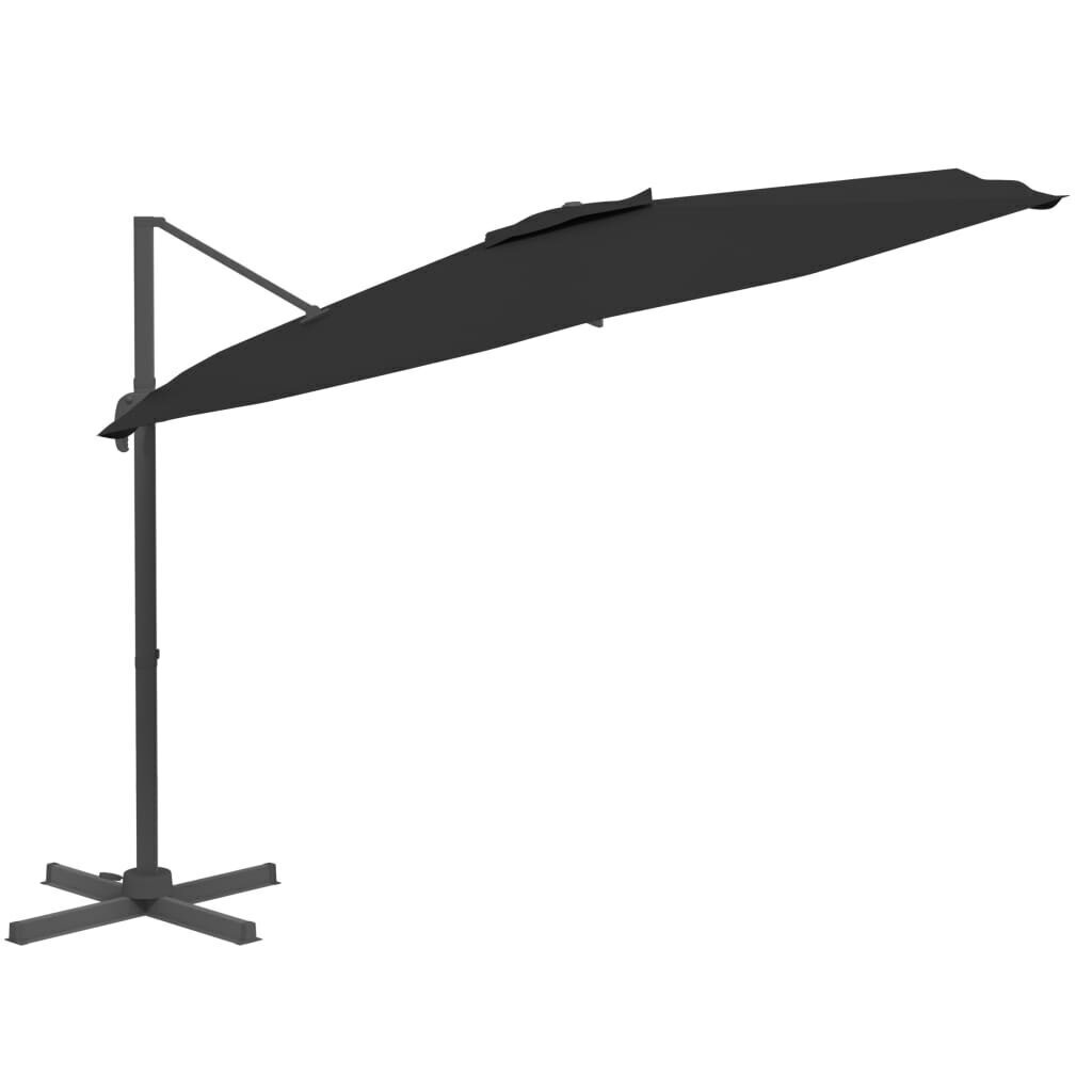 vidaXL Riippuva LED-aurinkovarjo musta 400x300 cm hinta ja tiedot | Aurinkovarjot ja markiisit | hobbyhall.fi