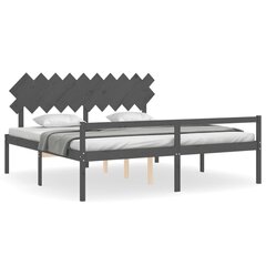 vidaXL Ikäihmisten sänky päädyllä harmaa 200x200 cm täysi puu hinta ja tiedot | Sängyt | hobbyhall.fi