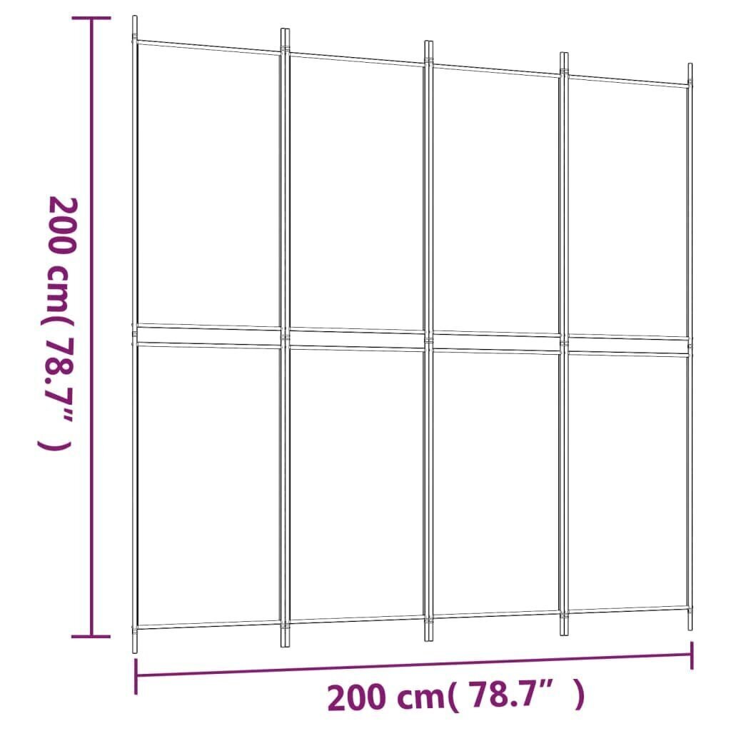 vidaXL 4-paneelinen Tilanjakaja antrasiitti 200x200 cm kangas hinta ja tiedot | Sermit ja tilanjakajat | hobbyhall.fi