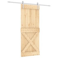 vidaXL Liukuovi asennustarvikkeineen 85x210 cm täysi mänty hinta ja tiedot | Sisäovet | hobbyhall.fi