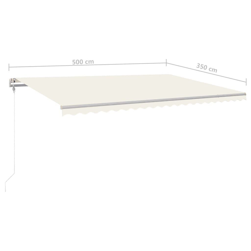 vidaXL Sisäänkelattava markiisi LED/tuulisensori 500x350cm kerma hinta ja tiedot | Aurinkovarjot ja markiisit | hobbyhall.fi