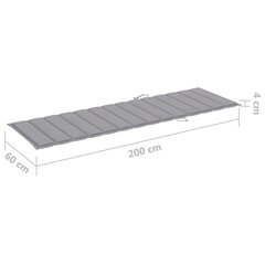 Solariumpatja, 200x60x4 cm, harmaa hinta ja tiedot | Istuintyynyt, pehmusteet ja päälliset | hobbyhall.fi