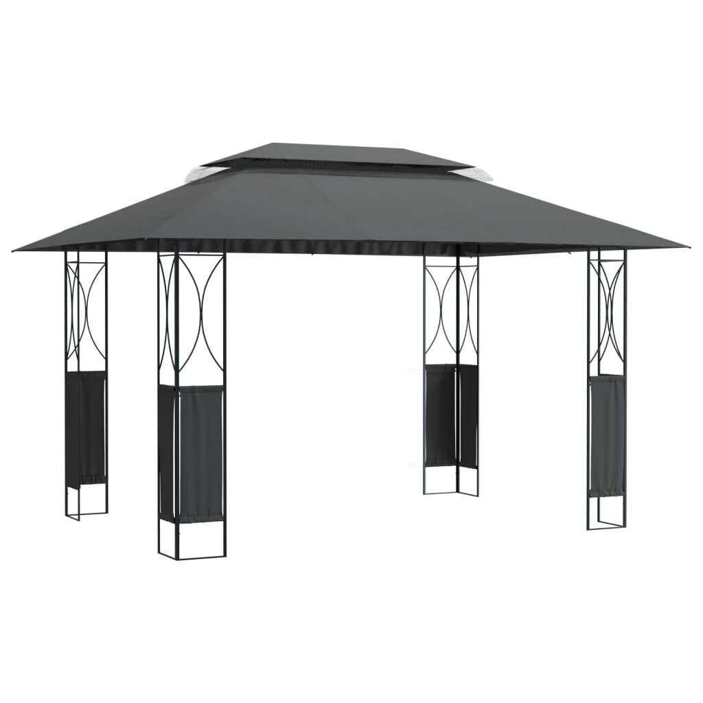 vidaXL Huvimaja katolla antrasiitti 400x300x270 cm teräs hinta ja tiedot | Puutarhapaviljongit | hobbyhall.fi