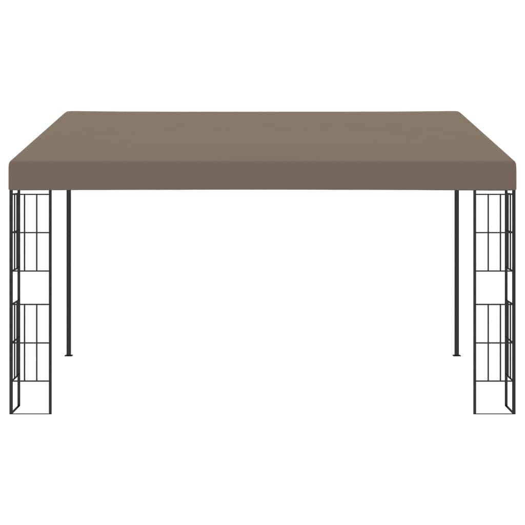 vidaXL Seinään kiinnitettävä huvimaja 4x3 m harmaanruskea kangas hinta ja tiedot | Puutarhapaviljongit | hobbyhall.fi