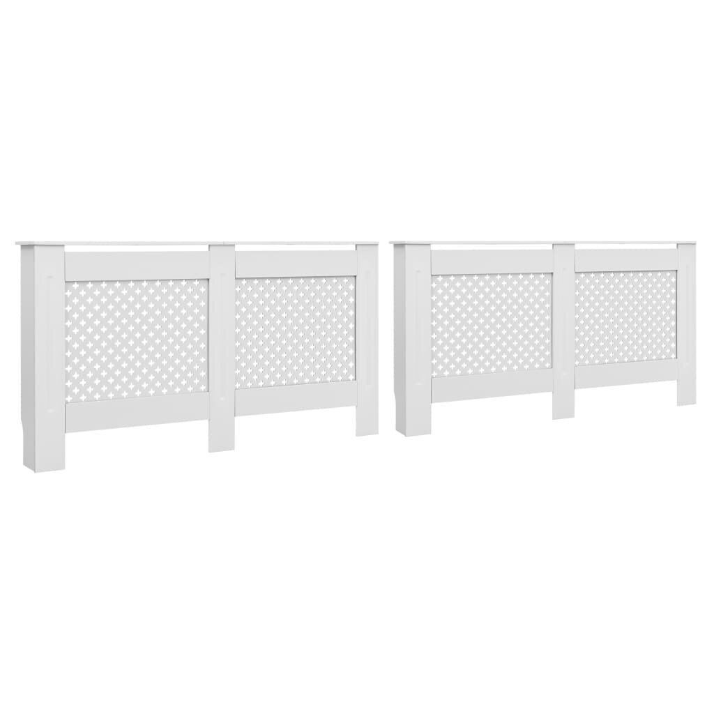 vidaXL Lämpöpatterin suojat 2 kpl valkoinen 152x19x81,5 cm MDF hinta ja tiedot | Takka- ja uunitarvikkeet | hobbyhall.fi