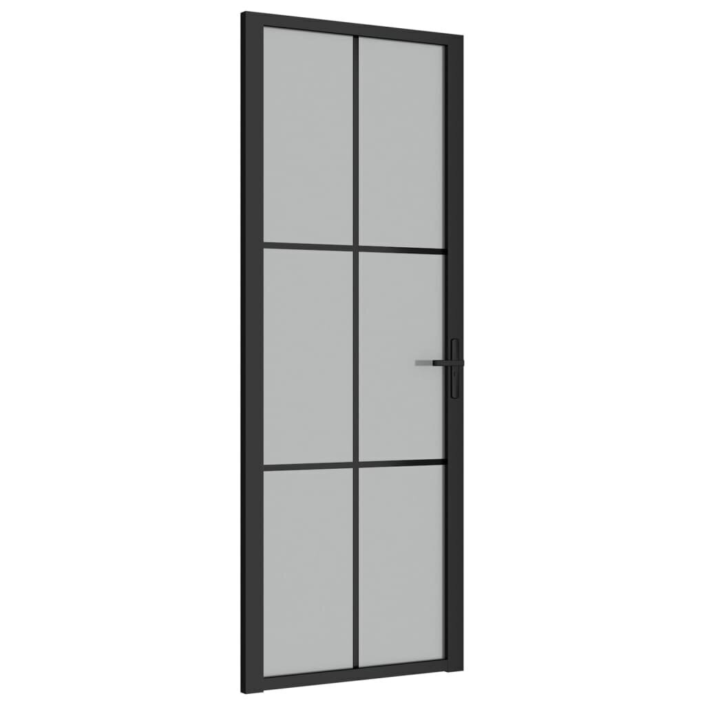 vidaXL Sisäovi 76x201,5 cm musta mattalasi ja alumiini hinta ja tiedot | Sisäovet | hobbyhall.fi